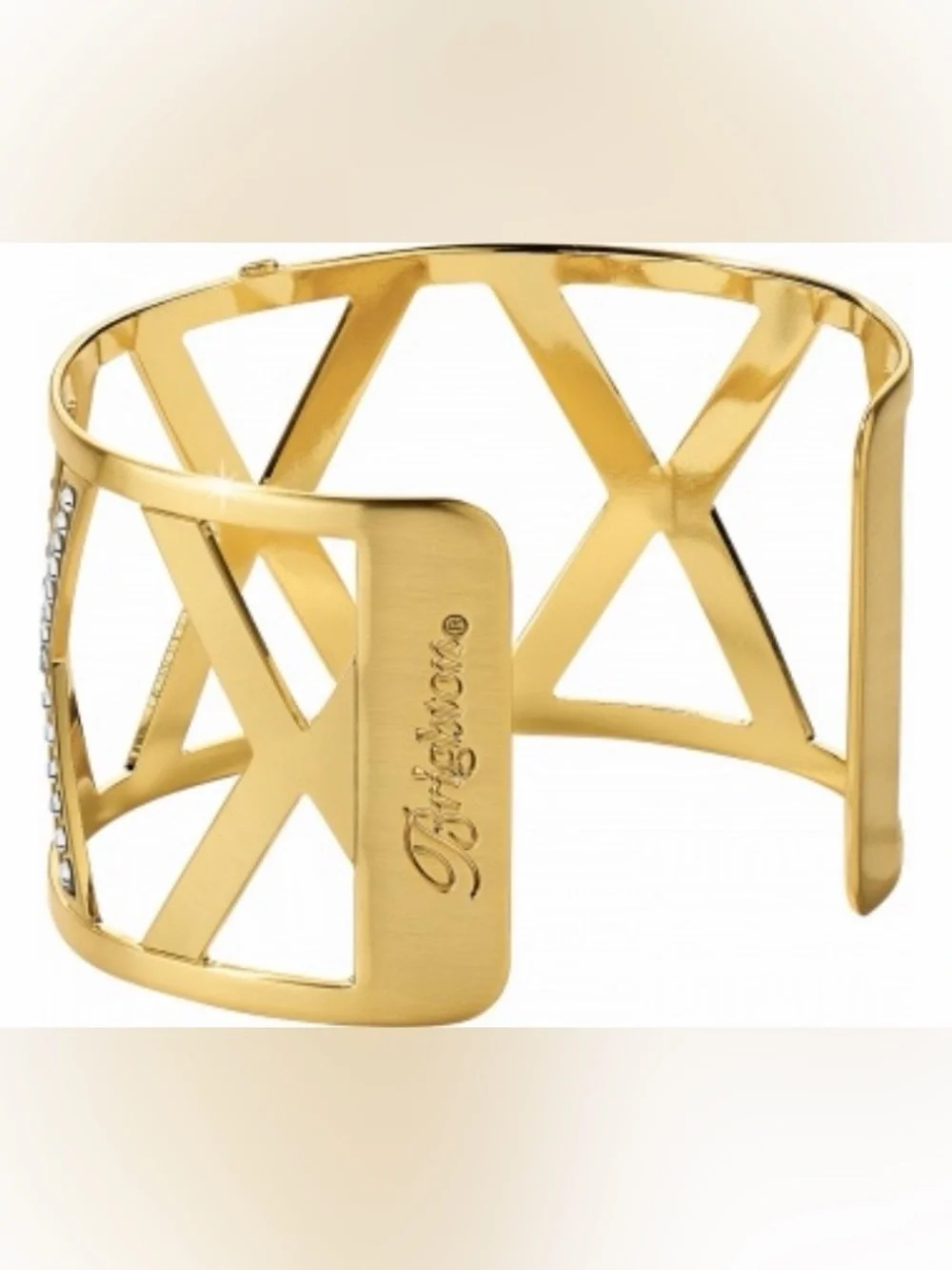 Christo Ganges Brighton gold wide cuff bracelet rhinestones discontinued gems